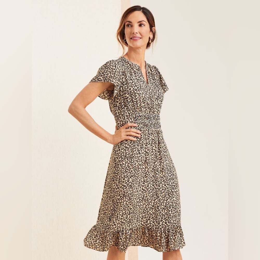 TALBOTS LEOPARD FLUTTER SLEEVE A-LINE DRESS - image 4